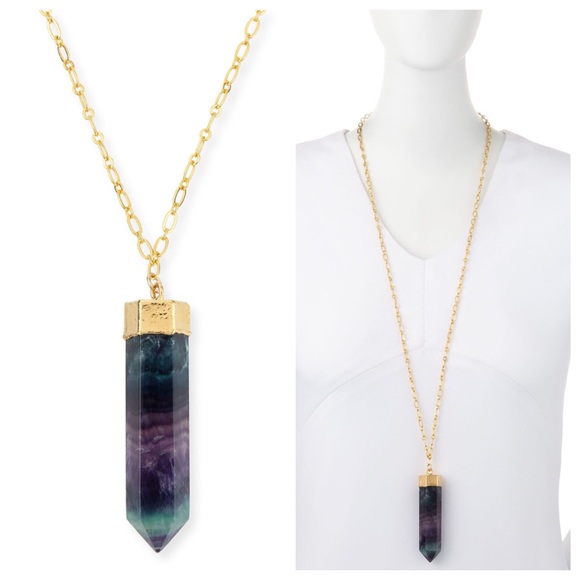 NEST Jewelry Fluorite Hexagon Pendant Necklace